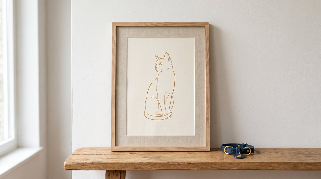 Het Huisdierportret - voorbeeld kat in lichte houten lijst
