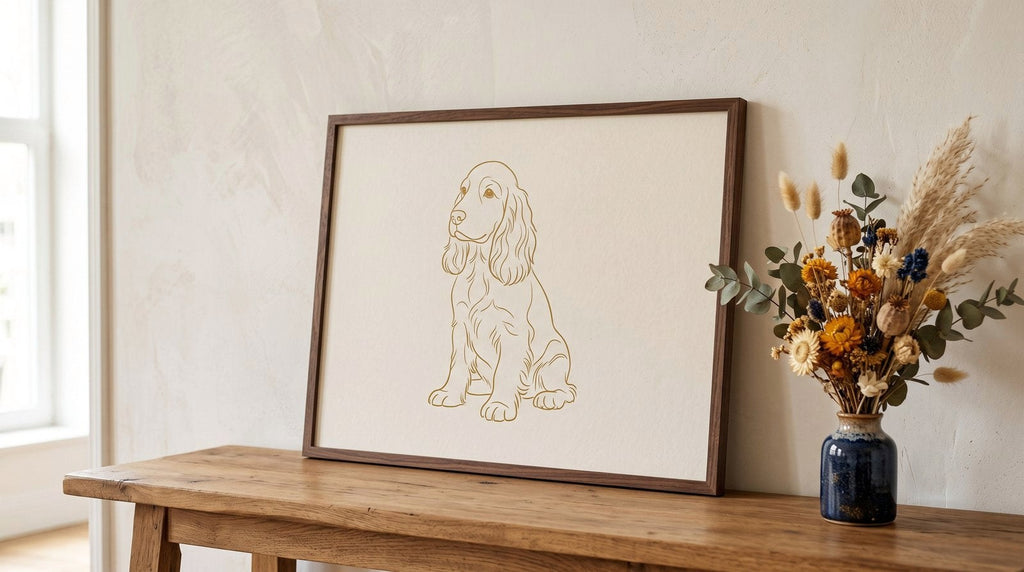 Het Huisdierportret - voorbeeld hond in donkere houten lijst