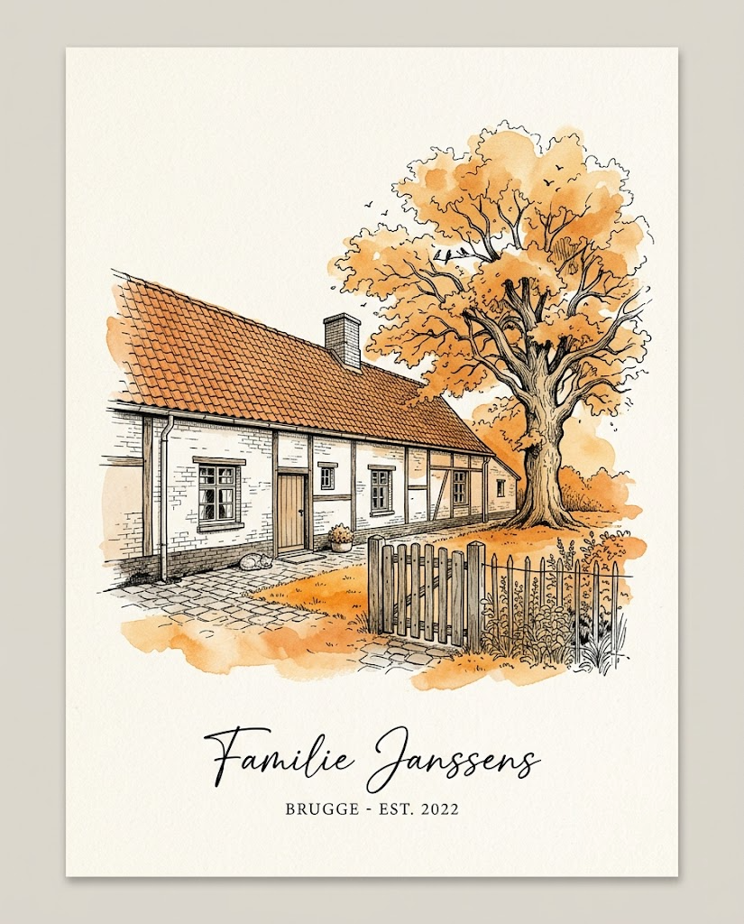 Tweede voorbeeldontwerp Woningportret: langgevelboerderij Familie Janssens, Brugge
